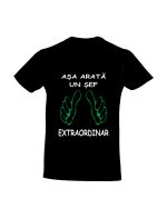 Trc016 Asa arata un sef extraordinar negru Tricou personalizat asa arata un sef extraordinar cadouri pentru sef sefa