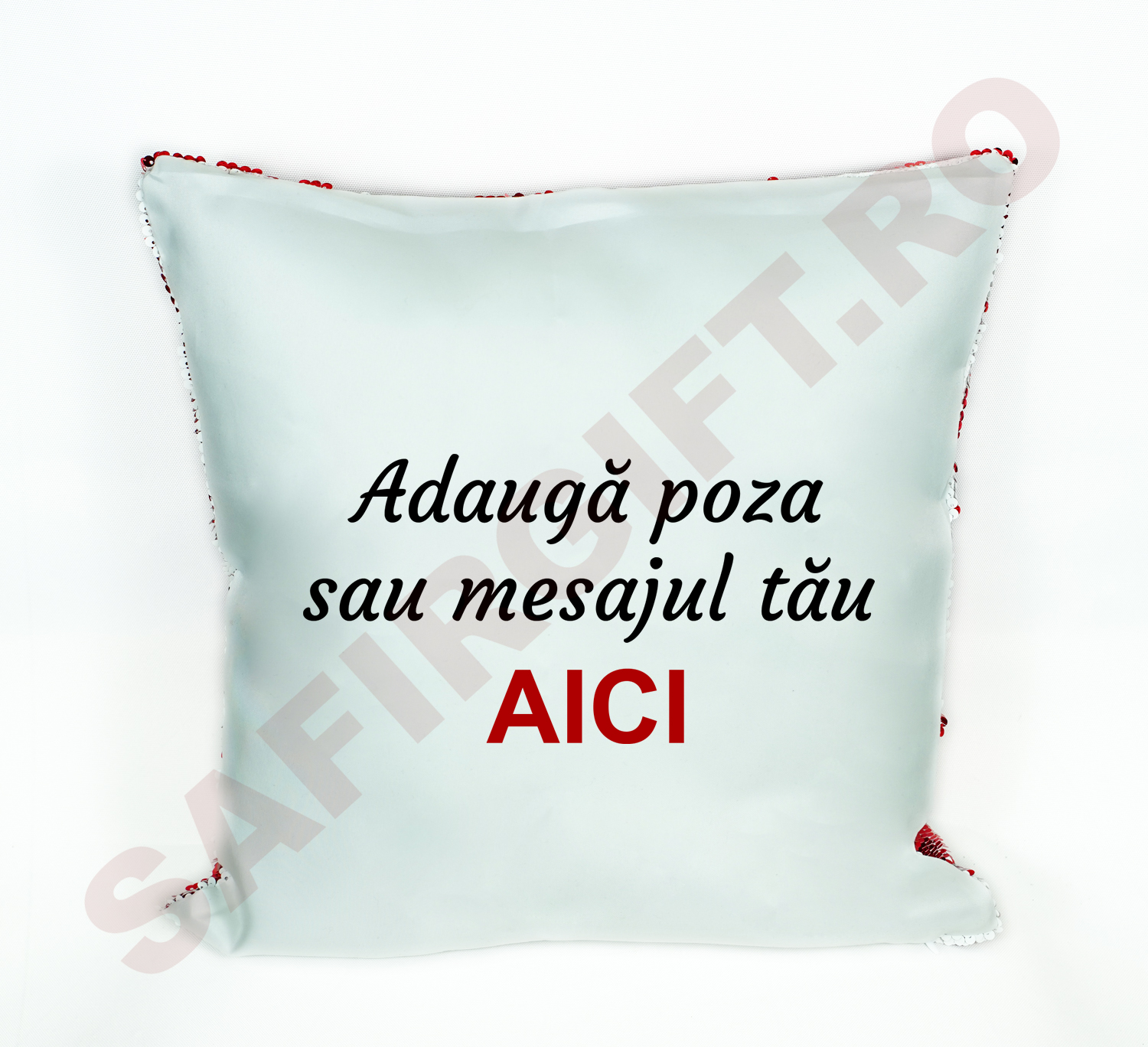 Perna cu paiete alb + rosu personalizata
