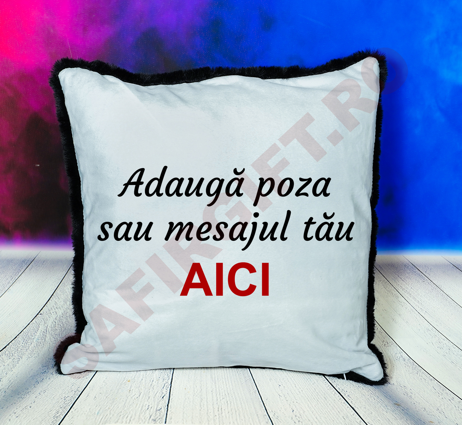 Perna blana neagra 40x40 personalizata