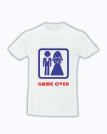 trc039 Game Over alb Tricou personalizat Game over tricouri nunta cu mesaje haioase