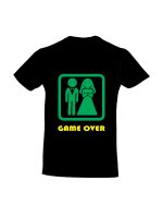 trc039 Game Over negru Tricou personalizat Game over tricouri nunta cu mesaje haioase