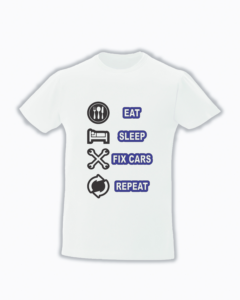 trc040 Eat Sleep fix cars repeat Tricou personalizat Eat sleep fix cars repeat tricouri cu mesaj pentru mecanici cadouri pentru mecanici