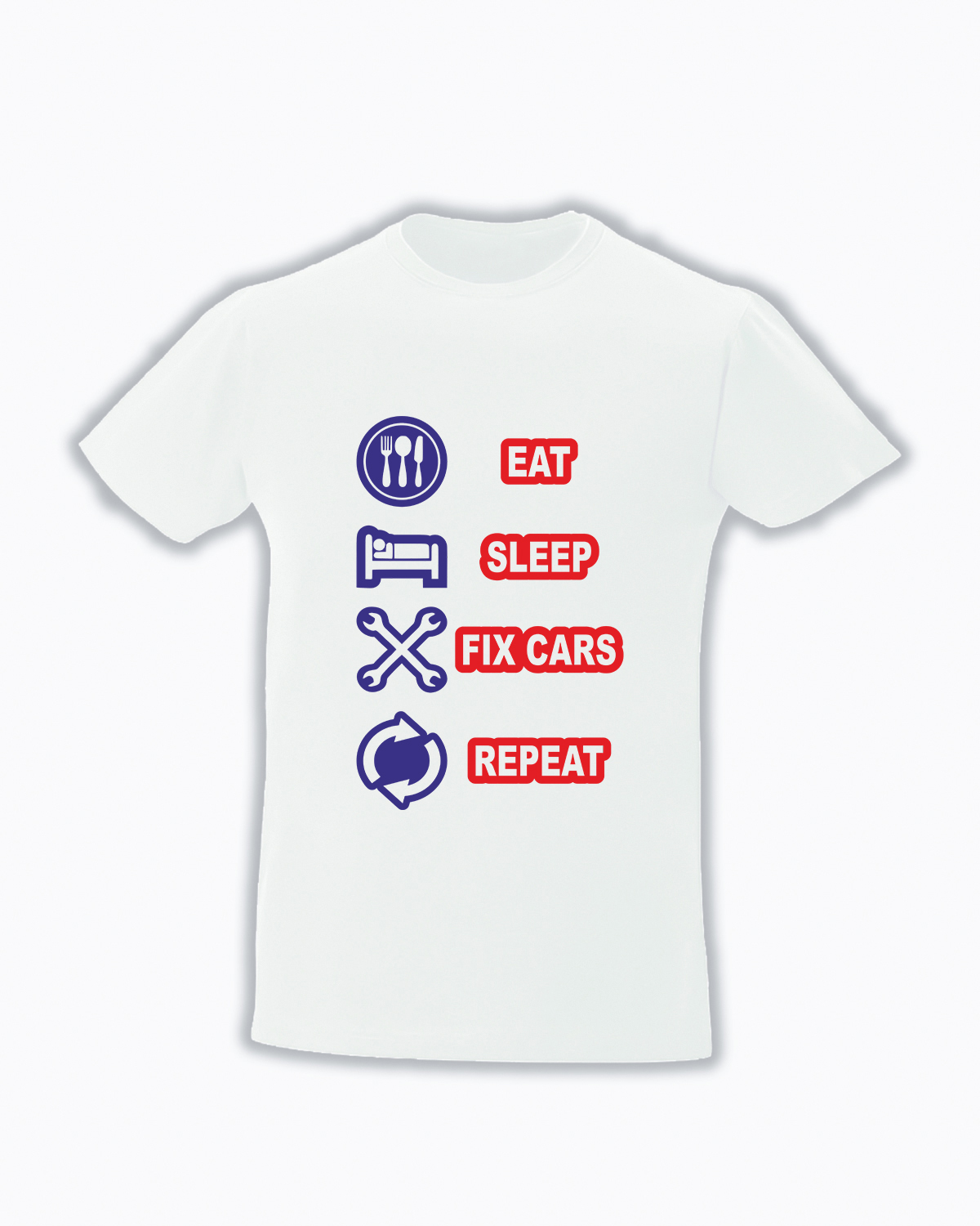 Tricou personalizat Eat sleep fix cars repeat tricouri cu mesaj pentru mecanici cadouri pentru mecanici