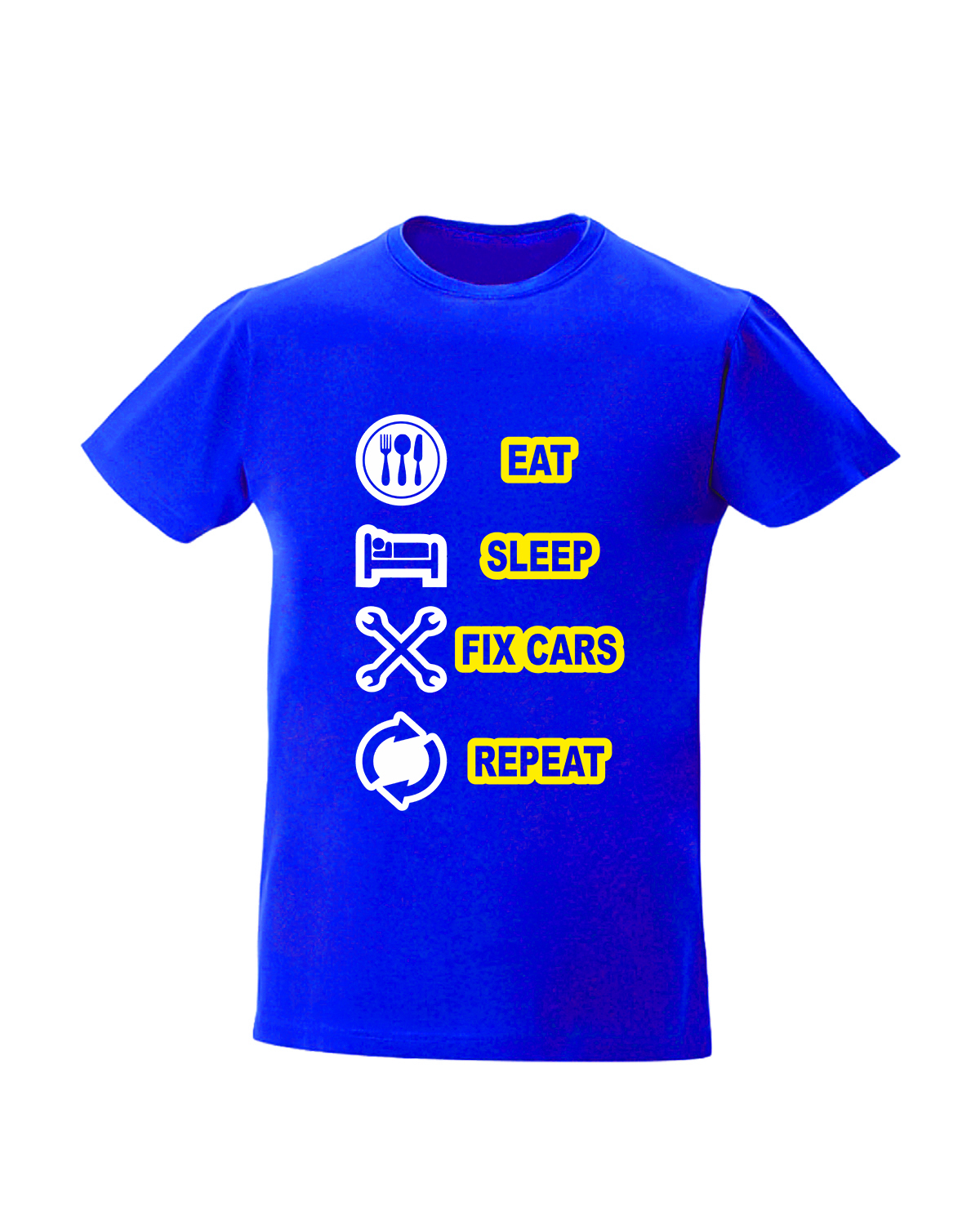 Tricou personalizat Eat sleep fix cars repeat tricouri cu mesaj pentru mecanici cadouri pentru mecanici