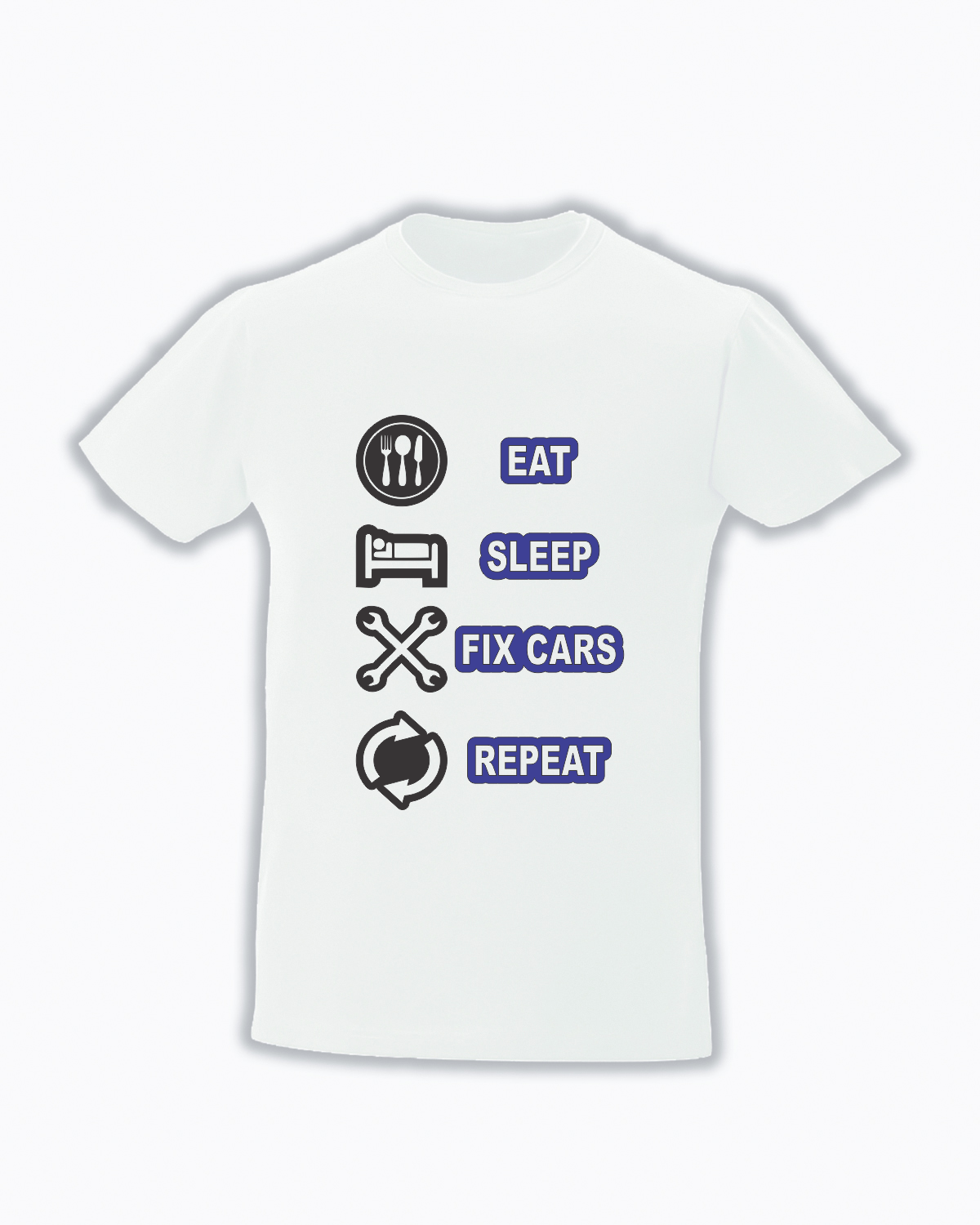 Tricou personalizat Eat sleep fix cars repeat tricouri cu mesaj pentru mecanici cadouri pentru mecanici