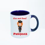 CN006 Cea mai buna politista maner albastru Cana personalizata cea mai buna politista