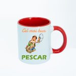 CN014 Cel mai bun pescar alba cu maner rosu Cana personalizata Cel mai bun pescar