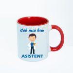 CN015 Cel mai bun asistent alba cu maner rosu Cana personalizata Cel mai bun asistent
