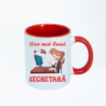 CN018 Cea mai buna secretara alba cu maner rosu Cana personalizata Cea mai buna secretara