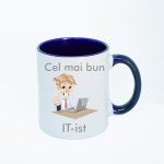 CN019 Cel mai bun IT-ist alba cu maner albastru Cana personalizata Cel mai bun IT-ist