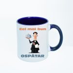 CN028 Cel mai bun ospatar alba cu maner albastru Cana personalizata Cel mai bun ospatar
