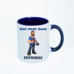 CN032 Cel mai bun fotograf alba cu maner albastru Cana personalizata Cel mai bun fotograf