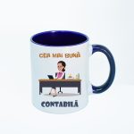 CN033 Cea mai buna contabila alba cu maner albastru Cana personalizata Cea mai buna contabila
