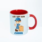 CN036 Cel mai bun curier alba cu maner rosu Cana personalizata Cel mai bun curier
