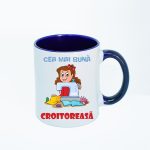 CN040 Cea mai buna croitoreasa alba cu maner albastru Cana personalizata Cea mai buna croitoreasa