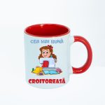 CN040 Cea mai buna croitoreasa alba cu maner rosu Cana personalizata Cea mai buna croitoreasa