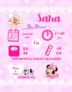 CNV20 Bebe Fetita Tablou canvas nou nascut cadouri bebelusi