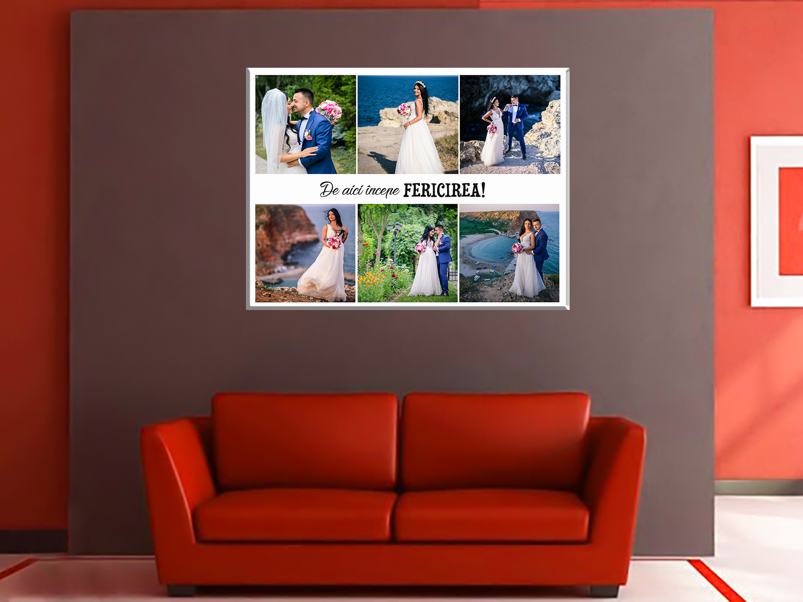 CNV033 Tablou canvas colaj 6 poze + mesaj fundal 2 Tablou canvas colaj 6 poze personalizat decor casa decoratiuni multicanvas