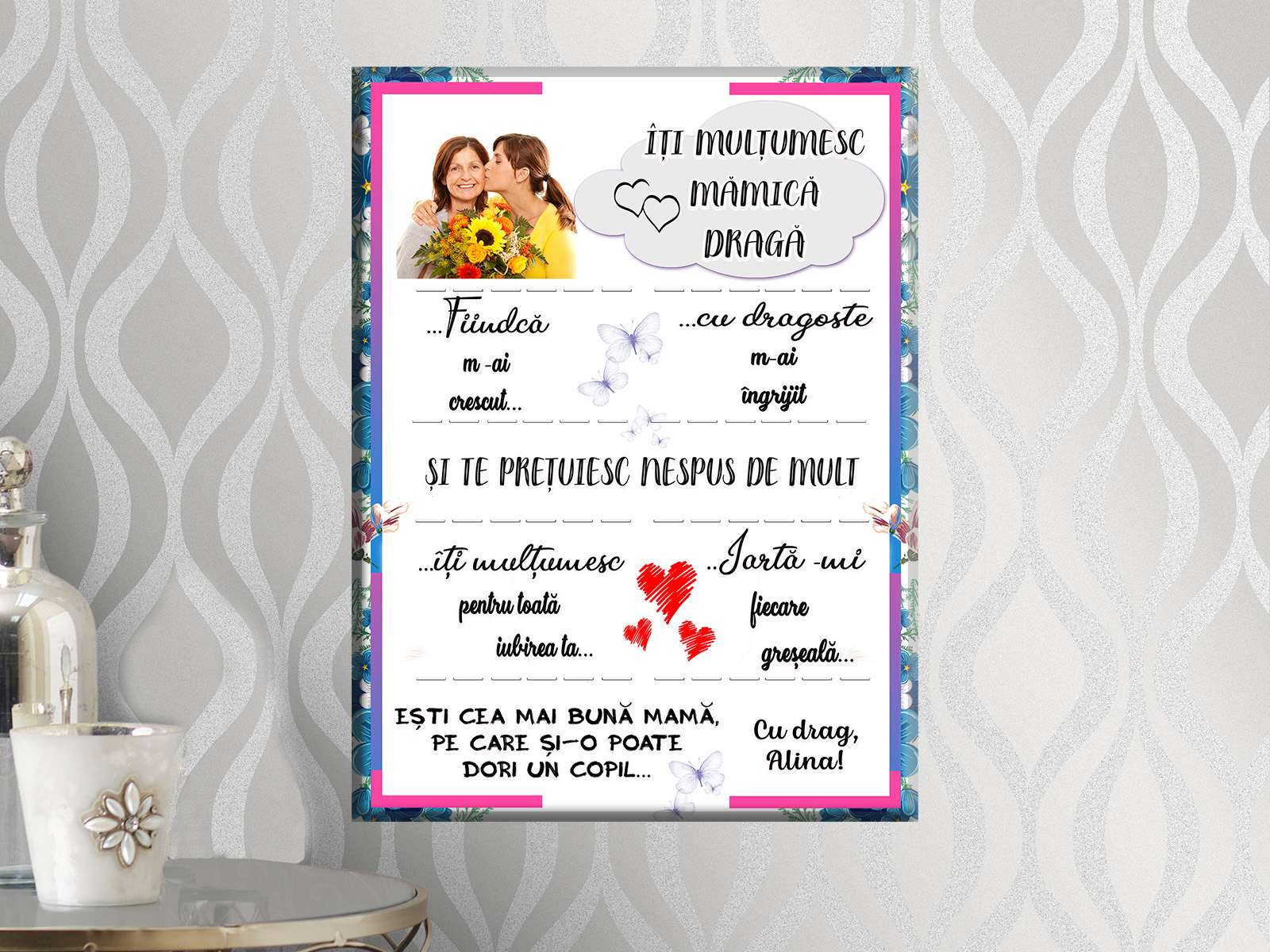 Tablou canvas Iti multumesc mamica Cadouri pentru mama personalizate cadouri 1 martie 8 martie