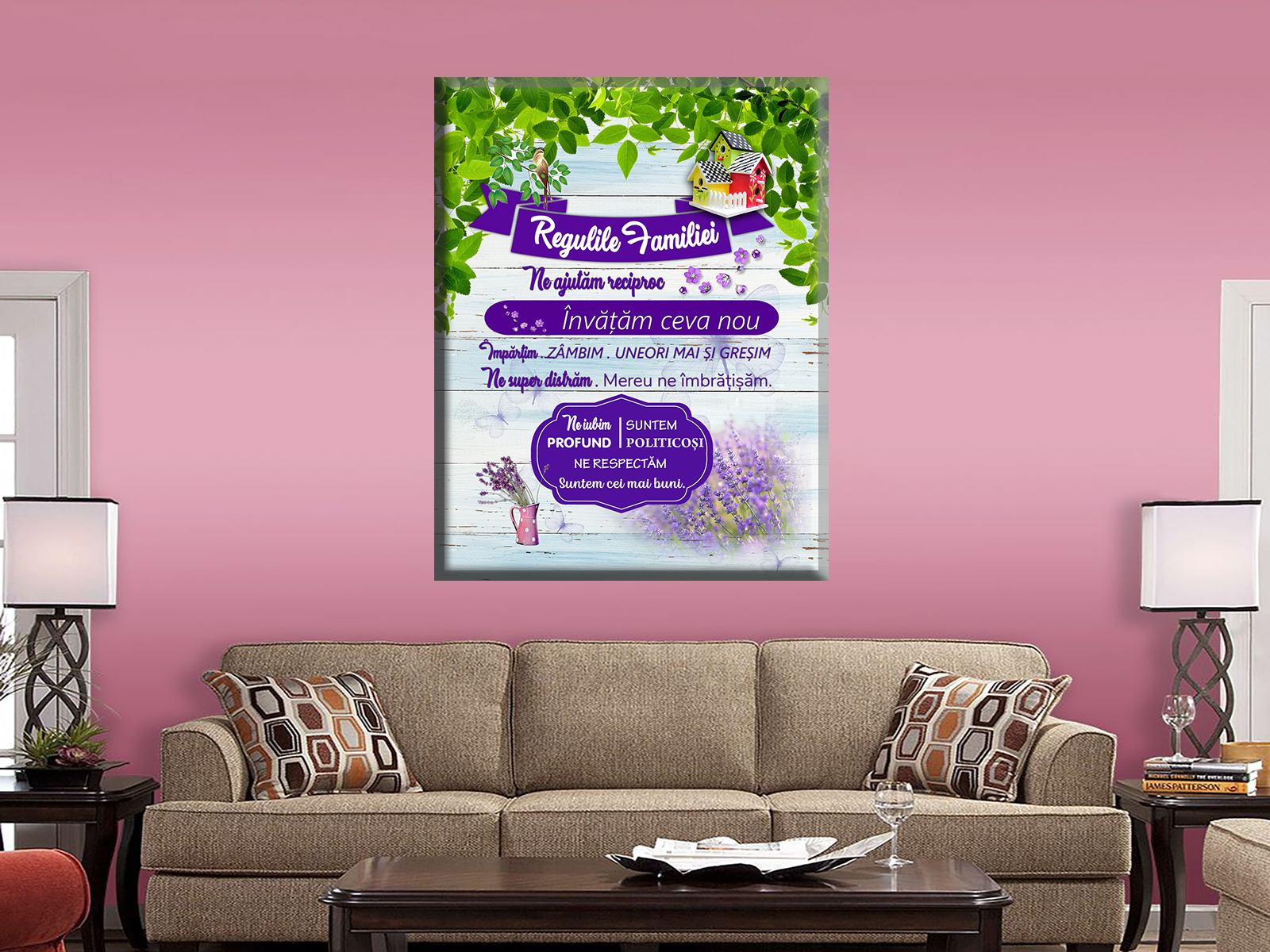 Tablou canvas personalizat Regulile familiei decoratiuni living sufragerie decorul casei