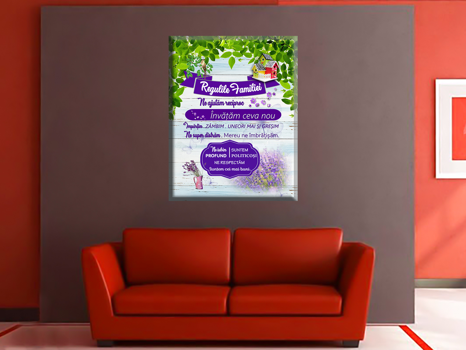 Tablou canvas personalizat Regulile familiei decoratiuni living sufragerie decorul casei