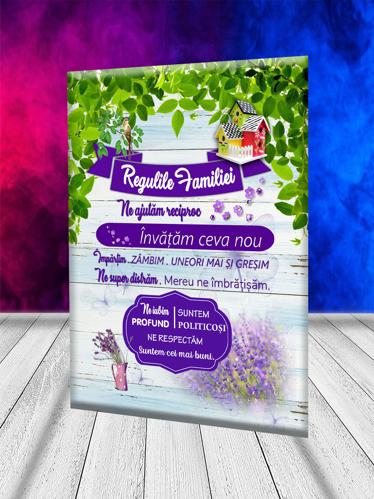 Tablou canvas personalizat Regulile familiei decoratiuni living sufragerie decorul casei