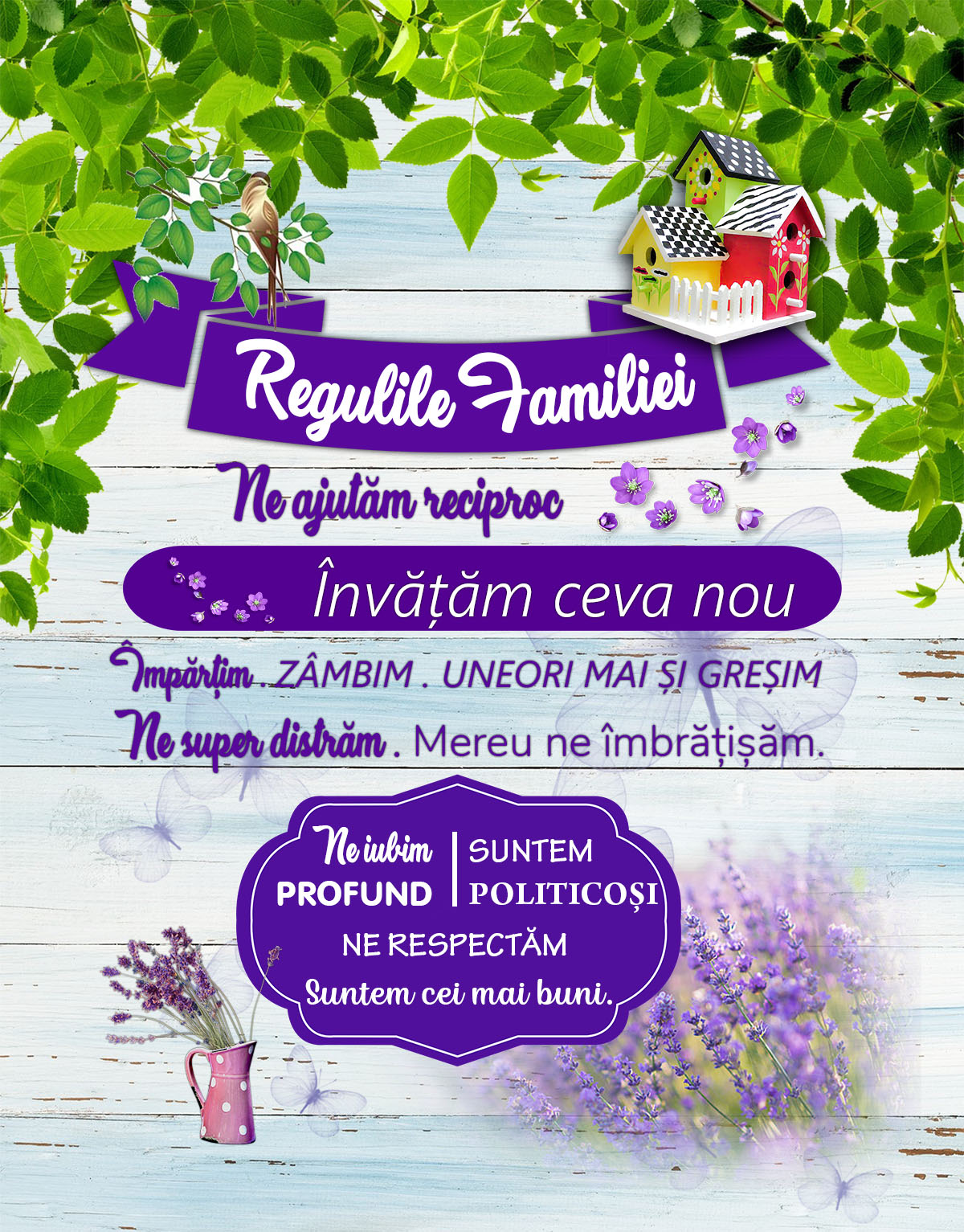 Tablou canvas personalizat Regulile familiei decoratiuni living sufragerie decorul casei