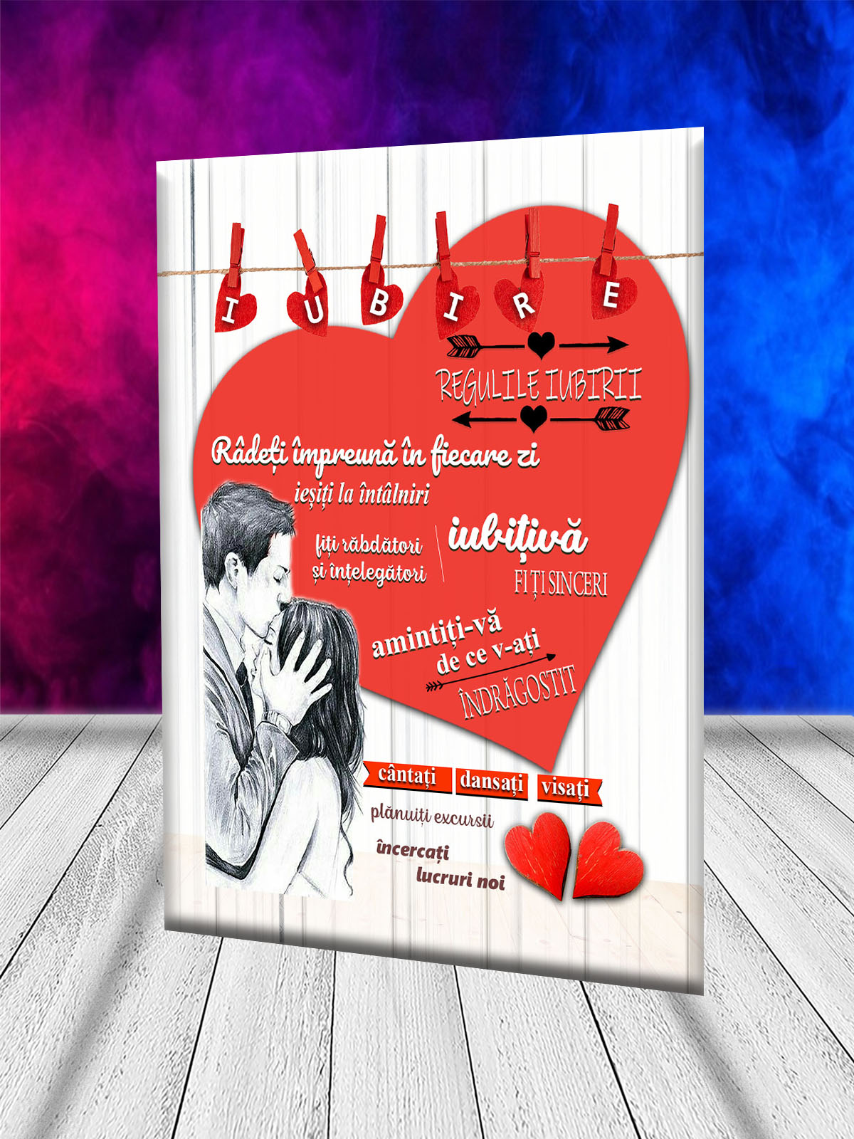 Tablou canvas personalizat regulile iubirii inima decoratiuni living sufragerie dormitor
