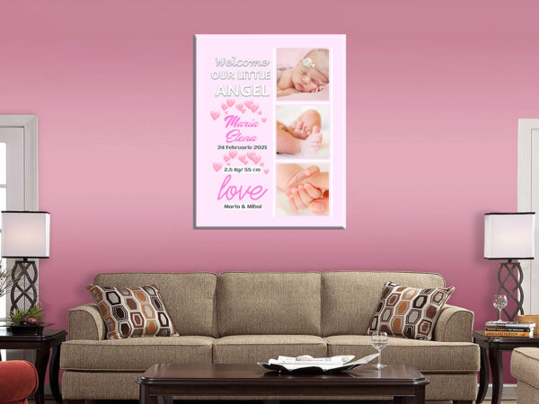 Tablou canvas bun venit bebe fetita cadouri personalizate design interior