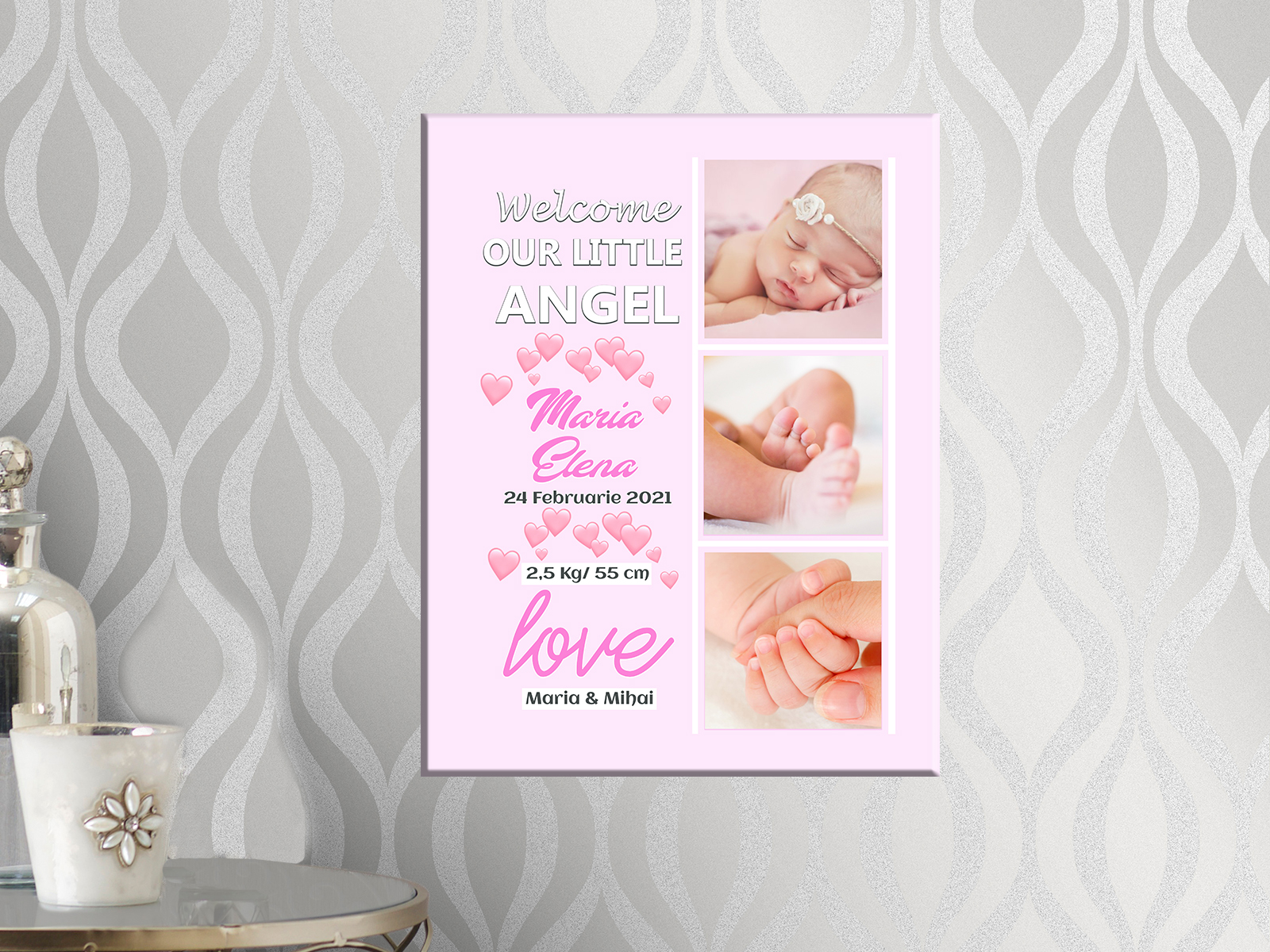 Tablou canvas bun venit bebe fetita cadouri personalizate design interior