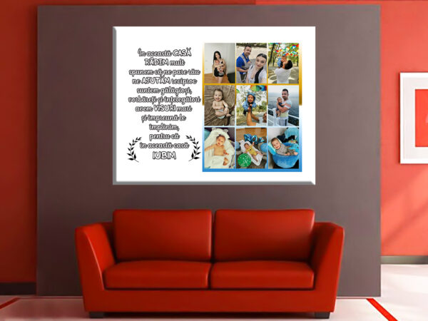 Tablou canvas familie colaj 9 poze cu mesaj cadouri personalizate