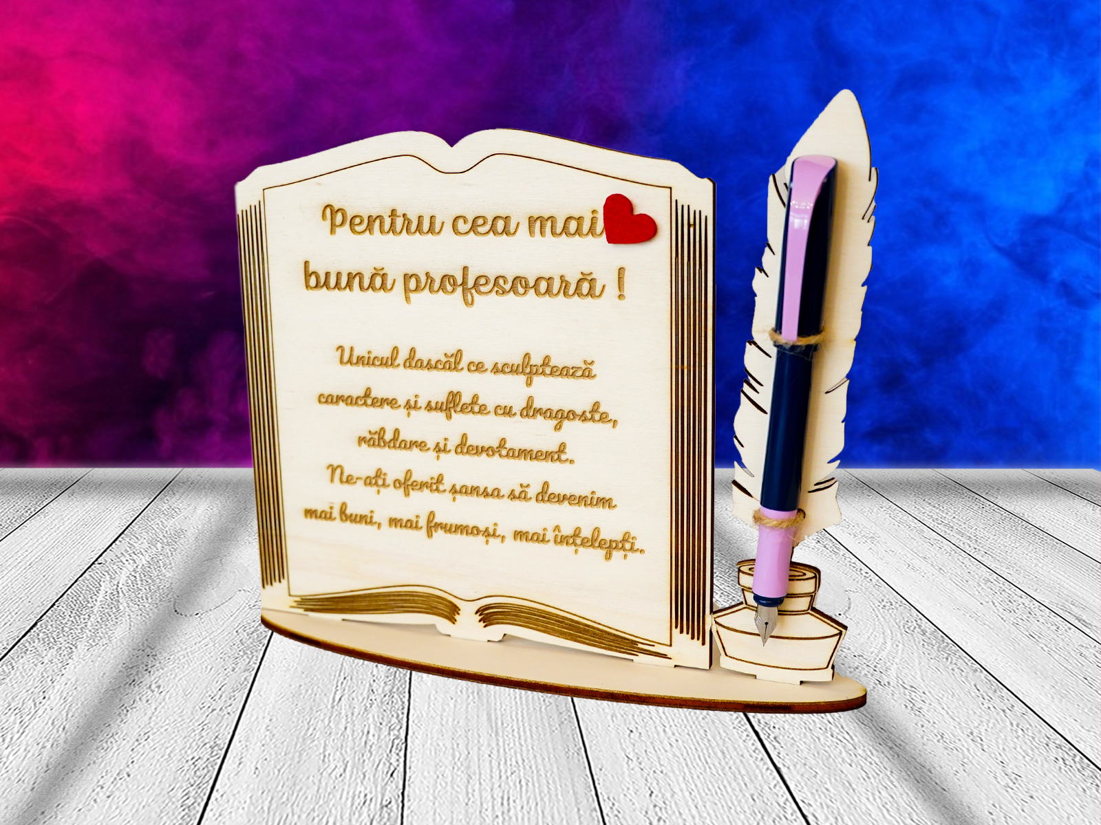 Ornament lemn cu stilou pentru cea mai buna profesoara cadouri personalizate profesoara