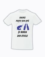 Tricou alb Tricou personalizat Salvez pestii din apa si berea din sticle cadouri pentru pescari tricouri pentru pescari