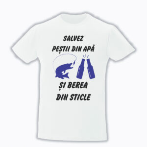 Tricou personalizat Salvez pestii din apa si berea din sticle cadouri pentru pescari tricouri pentru pescari