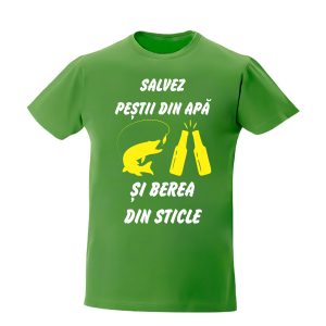 Tricou personalizat Salvez pestii din apa si berea din sticle cadouri pentru pescari tricouri pentru pescari