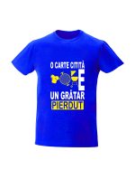 trc088 O carte citita e un gratar pierdut albastru Tricou personalizat o carte citita e un gratar pierdut cadouri cu mesaje haioase tricouri cu mesaje haioase