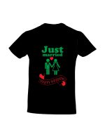 trc095 Just married negru Tricou personalizat Just Married proaspat casatoriti tricouri pentru nunta cadouri nunta