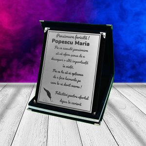 Placheta catifea pensionare fericita cadouri personalizate pentru pensionare