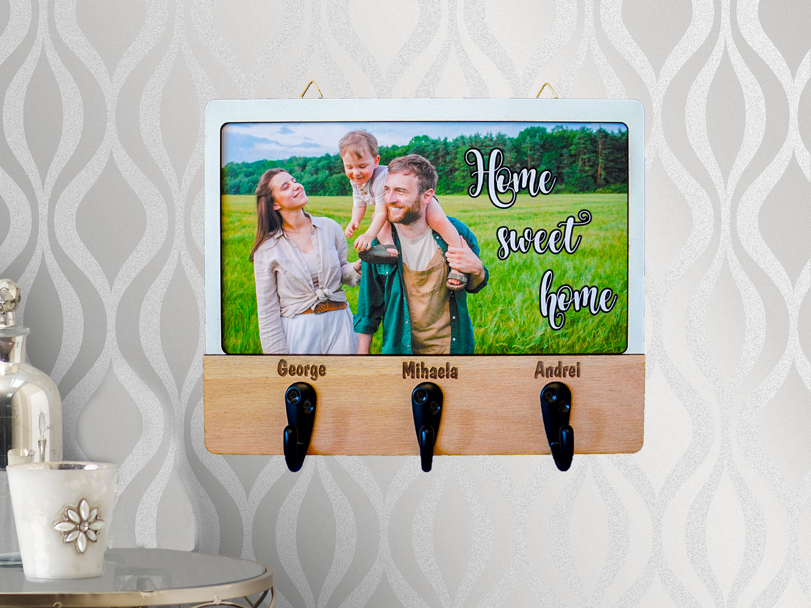 Suport chei personalizat cu poza lemn gravat brelocuri personalizate cu poza si mesaj