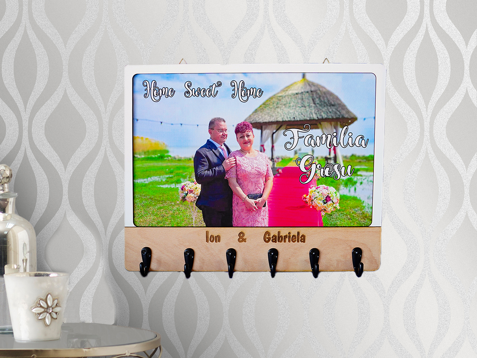 Suport chei personalizat cu poza lemn gravat brelocuri personalizate cu poza si mesaj