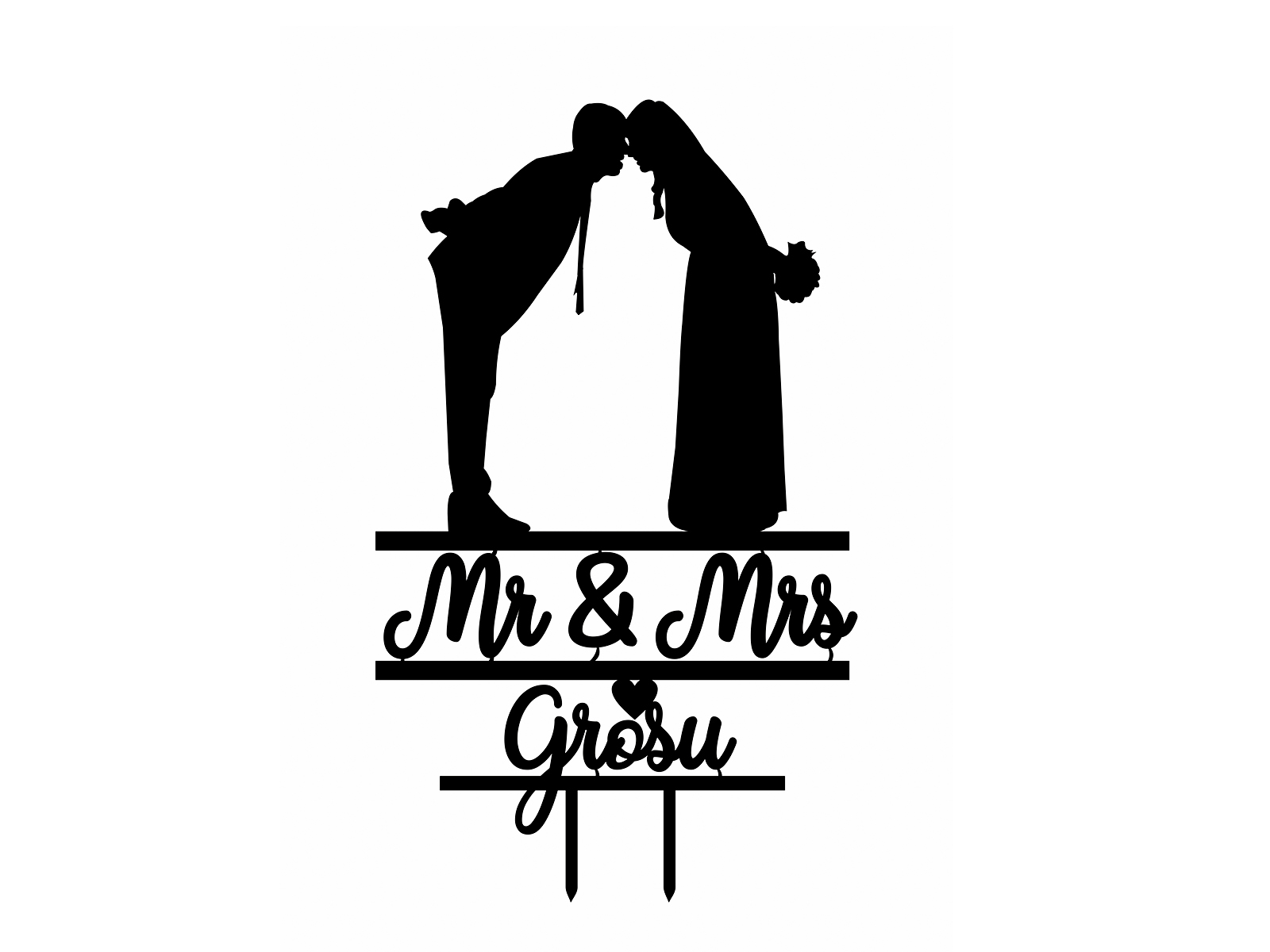 Cake topper Mr. and Mrs. Groom and Bride Kissing