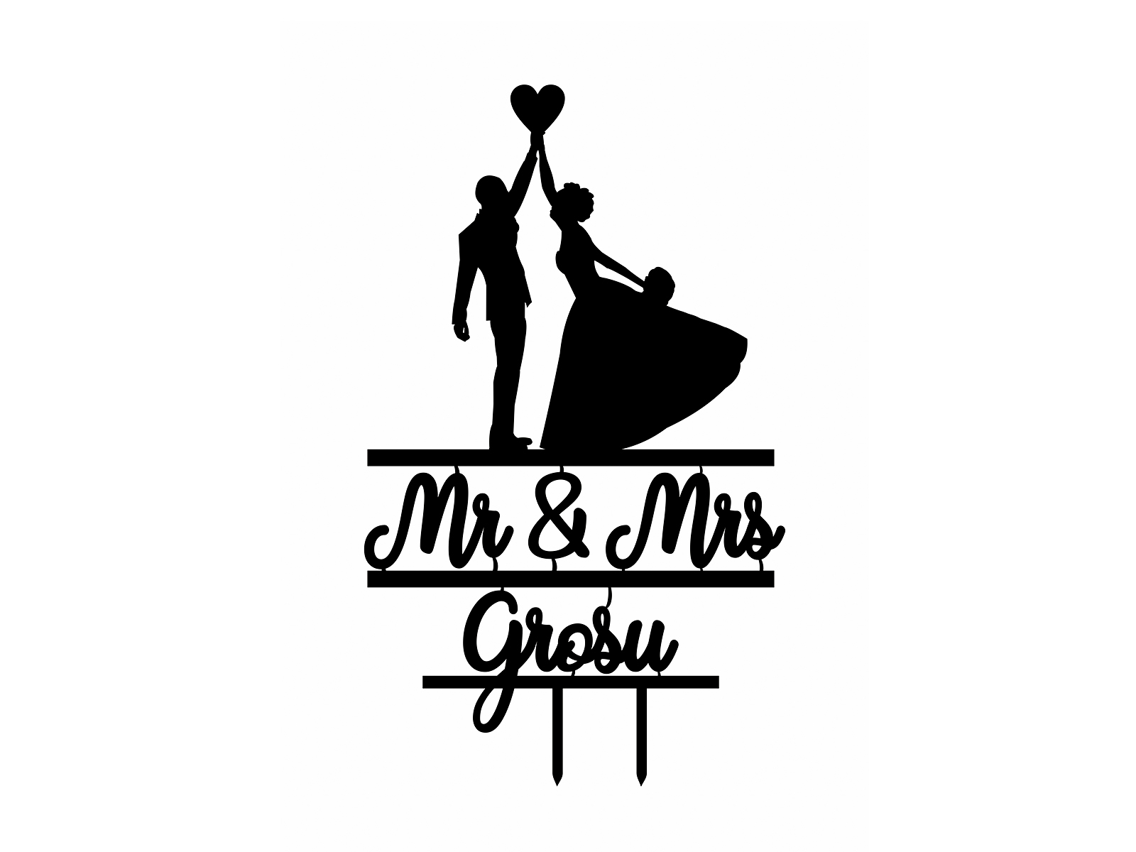 Ckt008 Cake topper Mr. and Mrs. Groom and Bride Holding Heart Cake topper Mr. and Mrs. Groom and Bride Holding Heart