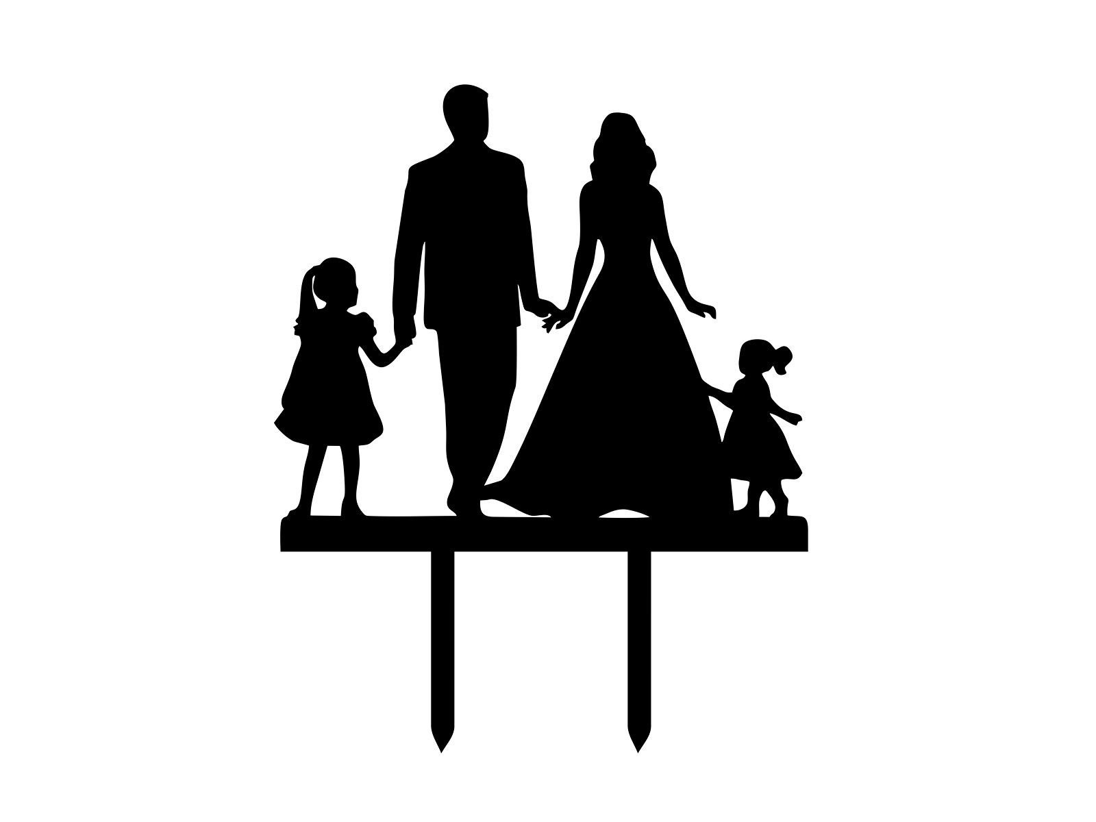 Ckt014 Cake topper Bride and Groom with Daughters 2 Cake topper Bride and Groom with Daughters 2