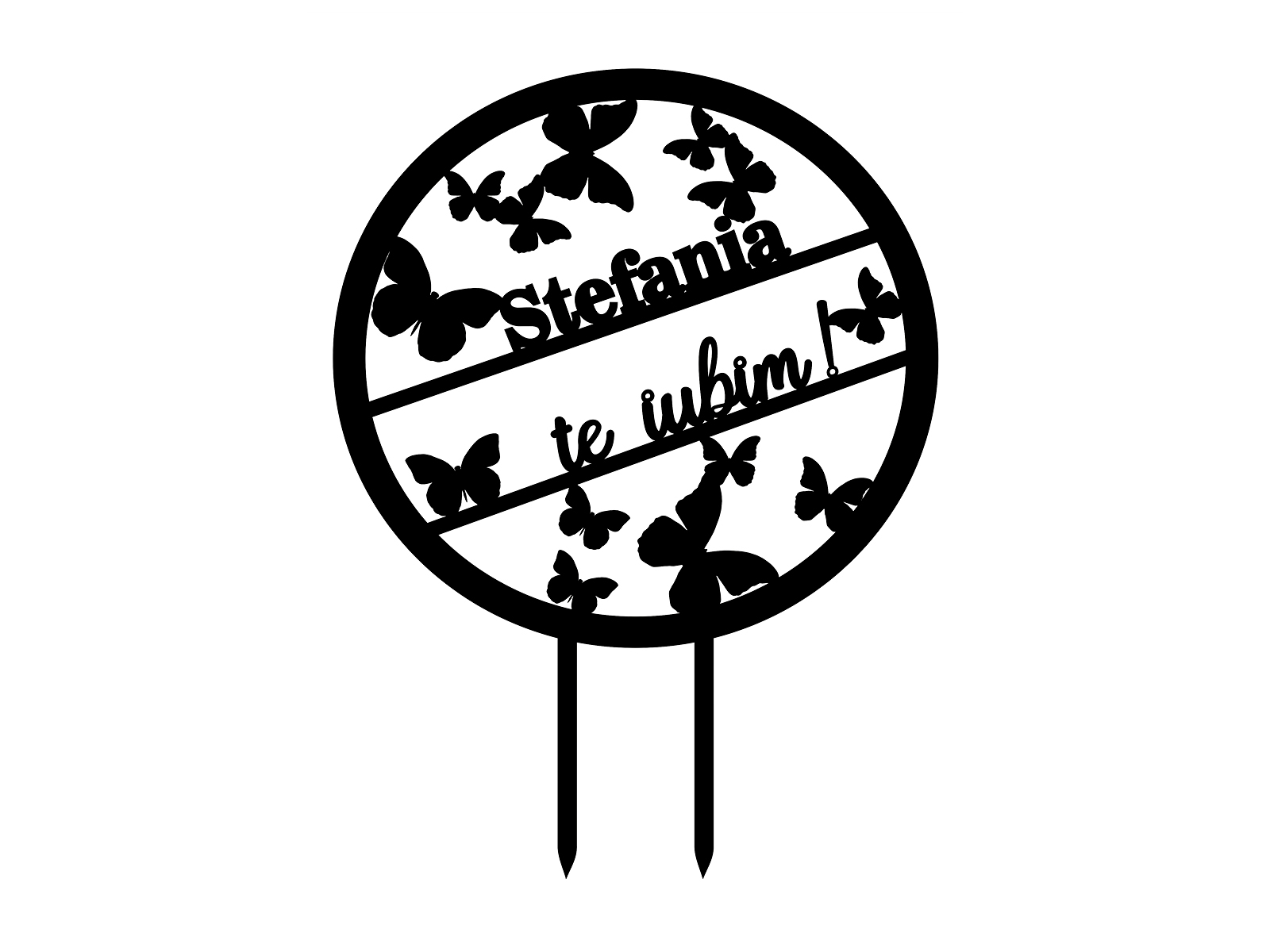 Ckt051 Cake topper Cerc cu fluturi si Nume Cake topper Cerc cu fluturi si Nume