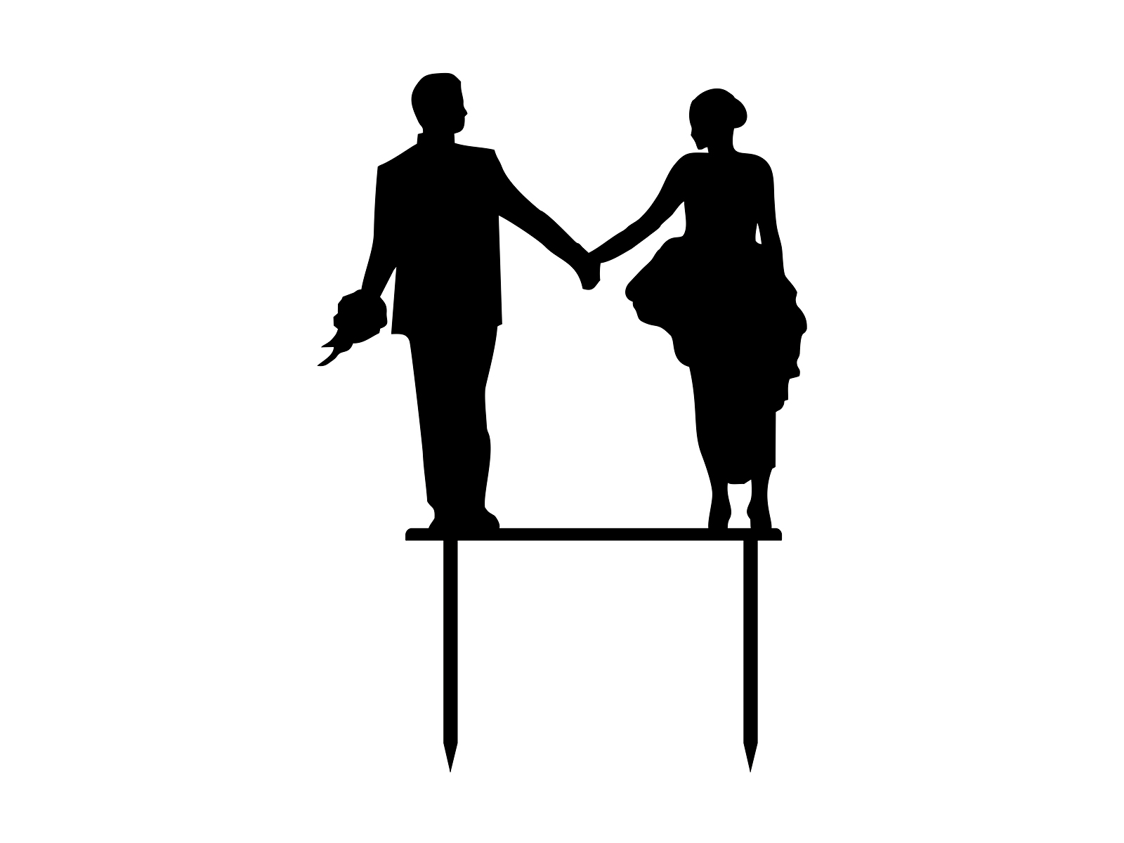 Cake topper Groom and Bride Walking and Looking at Each Other
