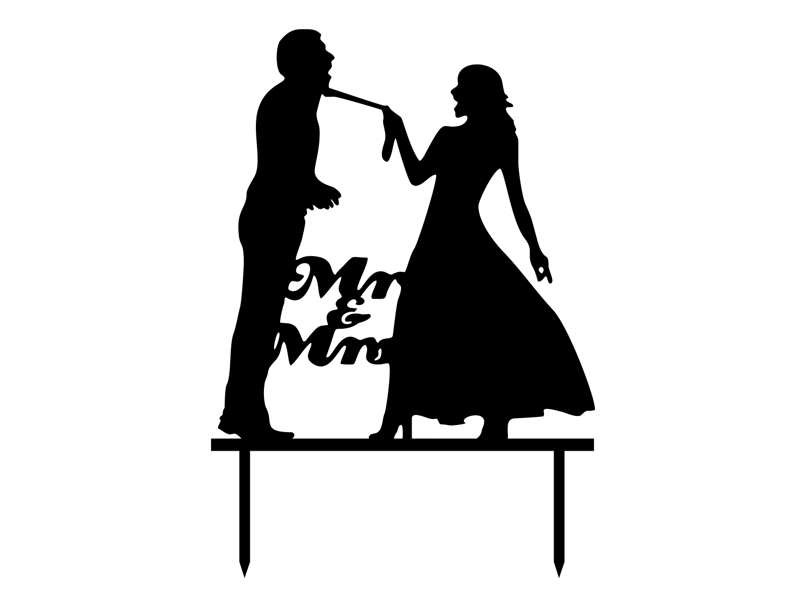 Cake topper Mrs. Bride ripping Groom's Tie