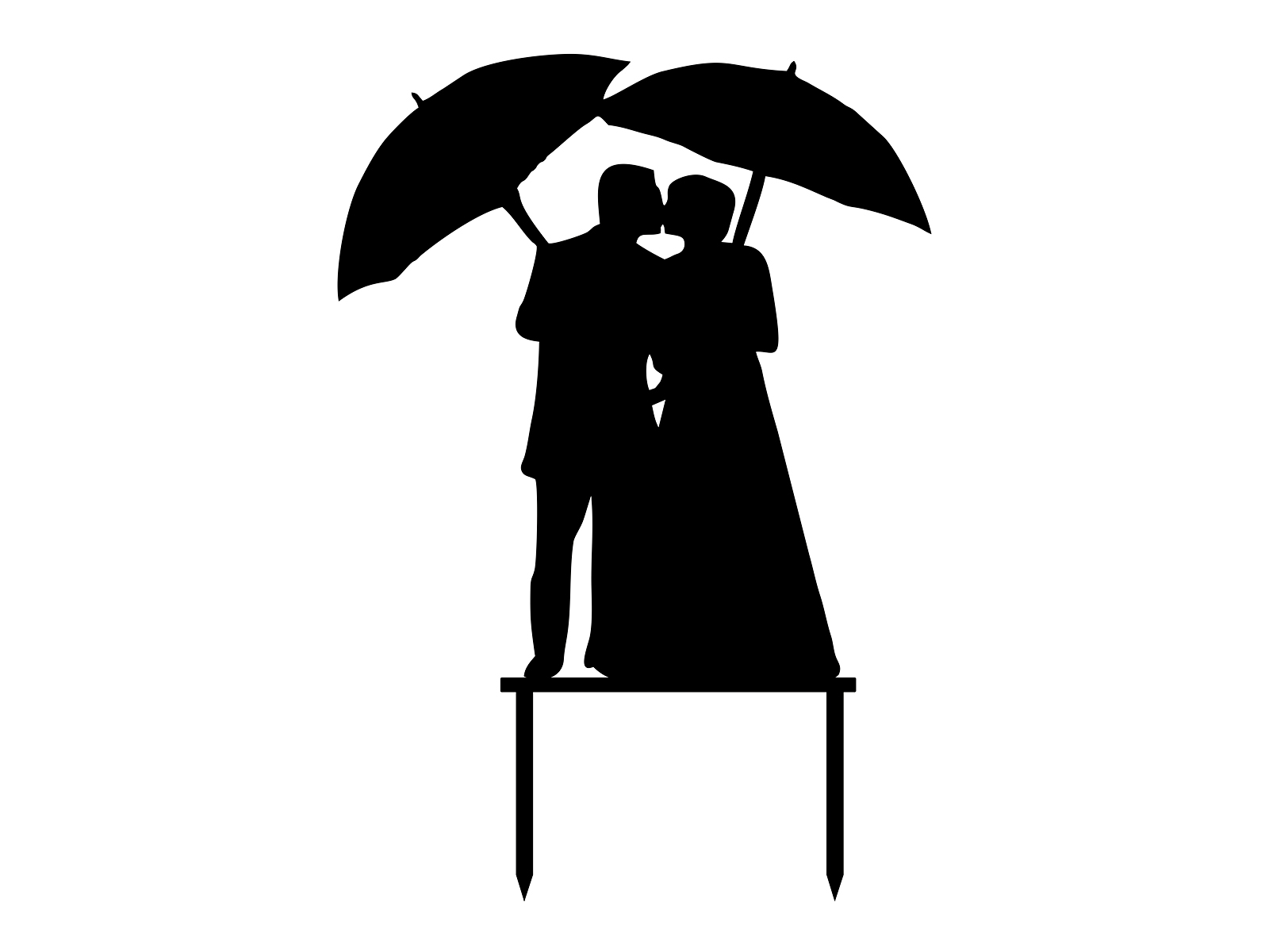 Ckt061 Cake topper Groom and Bride Kissing Under Umbrellas Cake topper Groom and Bride Kissing Under Umbrellas