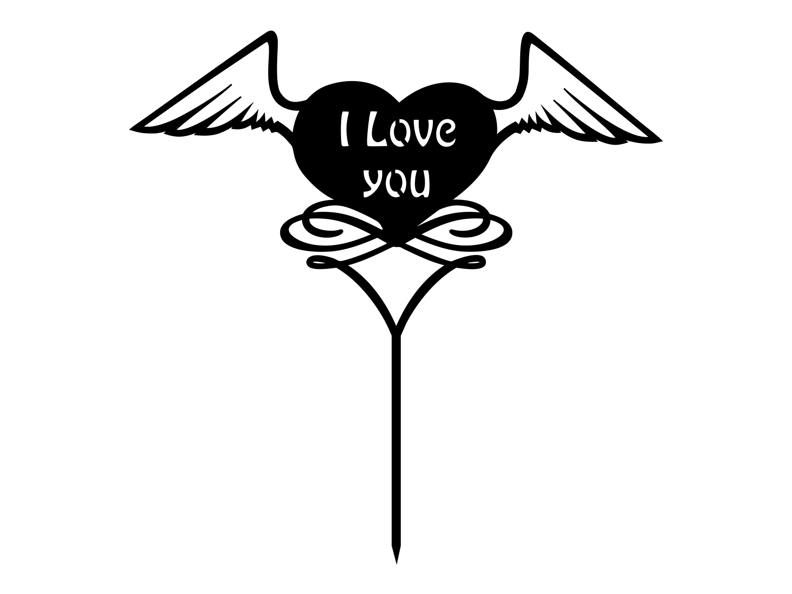 Ckt066 Cake Topper I love with with Heart and Wings Cake Topper I Love You with Heart and Wings