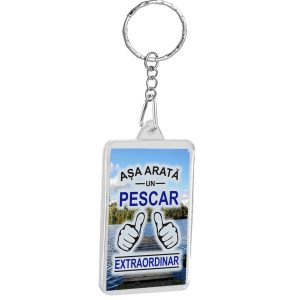 Breloc personalizat asa arata un pescar extraordinar , cadouri pentru pescari si pescuit