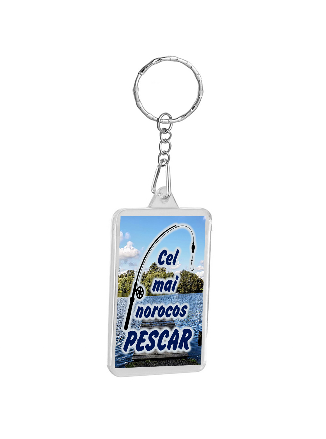 Breloc personalizat cel mai norocos pescar , cadouri pentru pescari si pescuit